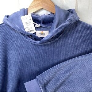 Marine Layer Hoodie Mens Medium Vintage Indigo Velour Corduroy NWT Retail: $118